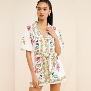 FARM Rio Floral Embroidered White Romper